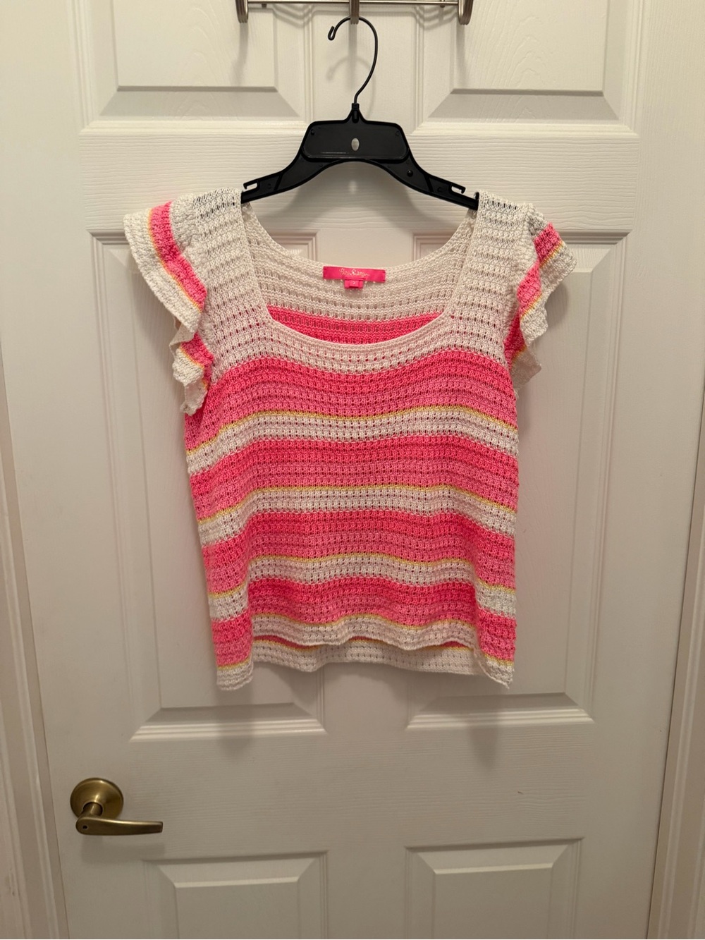 Lilly Pulitzer Crochet Stripe Tank Top in Pink, White & Yellow
